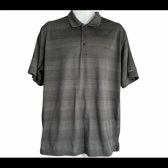 Nike Striped Embroidered Logo Polo Shirt Size L - Picture 1 of 10